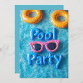 Sweet 16 Pool Party Rosa Sonnenbrille Gelbe Röhren Einladung (Vorne/Hinten)