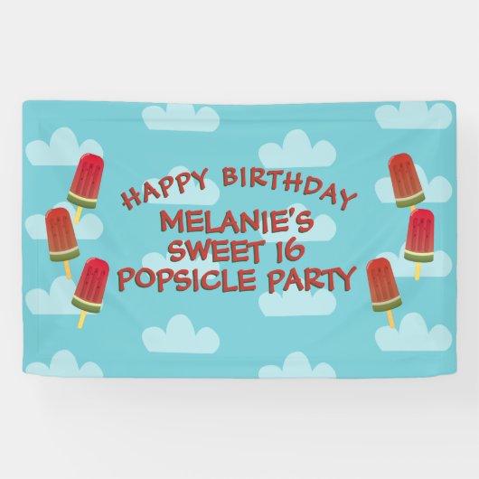 Sweet 16 Popsicle Party Girl Birthday Banner (Horizontal)