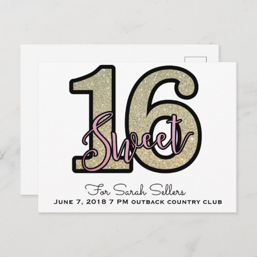 Sweet 16 Postkarten (Vorne/Hinten)