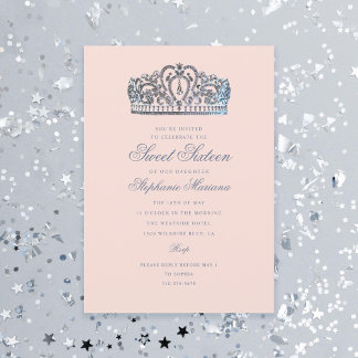 Sweet 16 Princess Crown Milestone Geburtstag Einladung