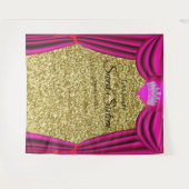 Sweet 16 Princess Crown Pink Vorhang Gold Glitzer Wandteppich (Vorderseite (Horizontal))