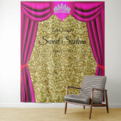 Sweet 16 Princess Crown Pink Vorhang Gold Glitzer Wandteppich (Beispiel)