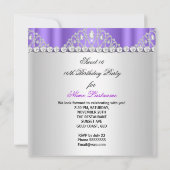Sweet 16 Princess Lila White Diamond Tiara Einladung (Rückseite)