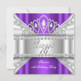 Sweet 16 Princess Lila White Diamond Tiara Einladung
