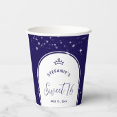 Sweet 16 Princess Tiara Crown Navy Blue Birthday Pappbecher (Rückseite)