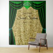 Sweet 16 Princess Tiara Green Vorhang Gold Glitzer Wandteppich (Beispiel)