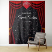 Sweet 16 Princess Tiara Roter Vorhang Schwarzer Gl Wandteppich (Beispiel)