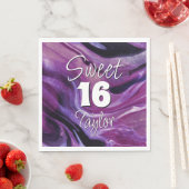 Sweet 16 Purple Marble Personalized Serviette (Beispiel)
