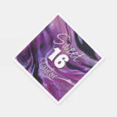 Sweet 16 Purple Marble Personalized Serviette (Ecke)