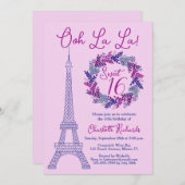 Sweet 16 Purple Paris Eiffel Tower Birthday Party Einladung (Vorne/Hinten)