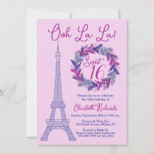 Sweet 16 Purple Paris Eiffel Tower Birthday Party