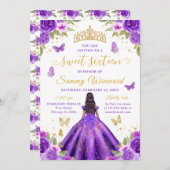 Sweet 16 Purple Princess African American Girl Einladung (Vorne/Hinten)