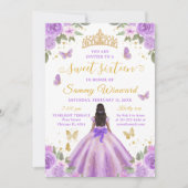 Sweet 16 Purple Princess African American Girl Einladung (Vorderseite)