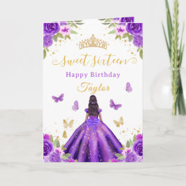 Sweet 16 Purple Princess African American Girl Karte