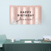Sweet 16 Quinceañera Birthday Pink Elegant Sleek Banner (Messeveranstaltung)