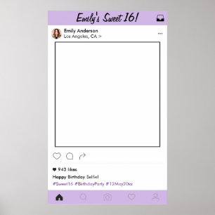 Sweet 16 Quinceanera Party Prop Foto Standrahmen Poster