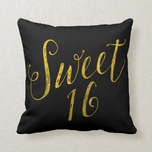 Sweet 16 Quote Imitats Gold Foil Funkelnd Template Kissen
