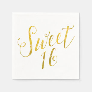 Sweet 16 Quote Imitats Gold Foil Funkelnd Template Serviette