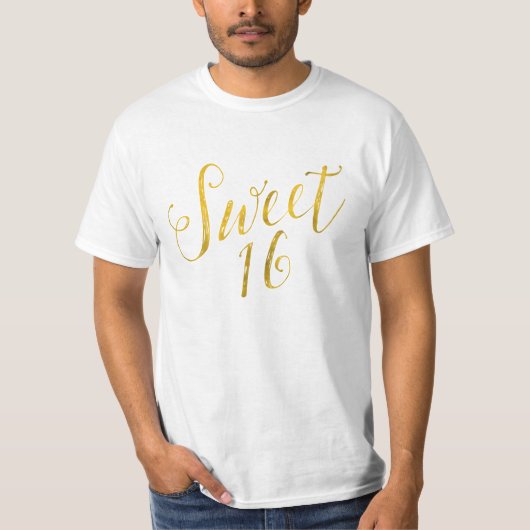 Sweet 16 Quote Imitats Gold Foil Funkelnd Template T-Shirt (Vorderseite)