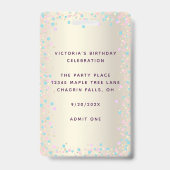 Sweet 16 Rainbow Glitzer Gold Geburtstag VIP Pass Ausweis (Rückseite)