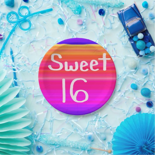 Sweet 16 Rainbow Pappteller (Party)
