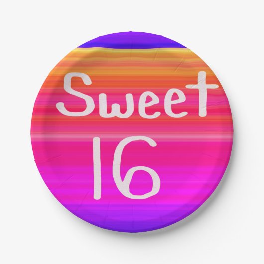 Sweet 16 Rainbow Pappteller (Vorderseite)