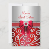 Sweet 16 Red Bow & Sparkle Diamond Ankündigung (Vorderseite)