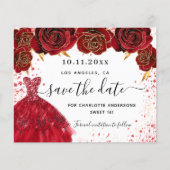 Sweet 16 Red Dress Weiß Save the Date (Vorderseite)