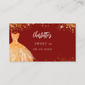 Sweet 16 Red Gold Dress Response RSVP Karte (Rückseite)