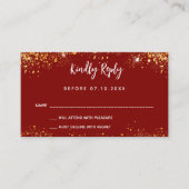 Sweet 16 Red Gold Dress Response RSVP Karte (Vorderseite)