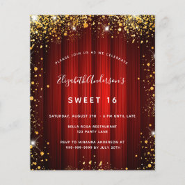 Sweet 16 Red Gold Film Theater Einladung Flyer