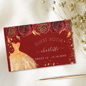 Sweet 16 Red Gold Glitzer Kleidung Blume Gästebuch