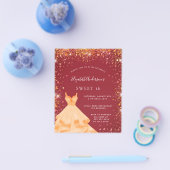 Sweet 16 Red Gold Kleid Einladung Flyer (Einzeln)