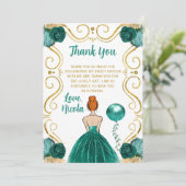 Sweet 16 Red Hair Princess Teal Dankeskarte (Stehend Vorderseite)