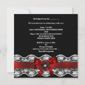 Sweet 16 Red Lace Silver Black Leopard Geburtstag Einladung (Rückseite)