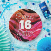 Sweet 16 Red & Orange Marble Personalized Pappteller (Party)