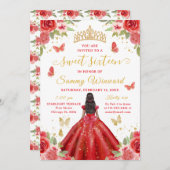 Sweet 16 Red Princess African American Girl Einladung (Vorne/Hinten)
