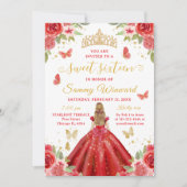 Sweet 16 Red Princess Blonde Girl Einladung (Vorderseite)