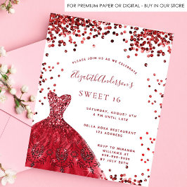 Sweet 16 Red White Kleid Budget Einladung Flyer
