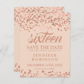 Sweet 16 Rett Date Rose Goldene Frische Pasta mach Save The Date (Vorne/Hinten)