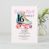 Sweet 16 Roller Skaten Birthday Party Einladung (Stehend Vorderseite)
