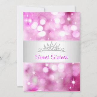 Sweet 16 Rosa Blasen Silver Jewel Tiara Party 18 Einladung