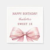 Sweet 16 rosa Bogen weiß Serviette (Vorderseite)