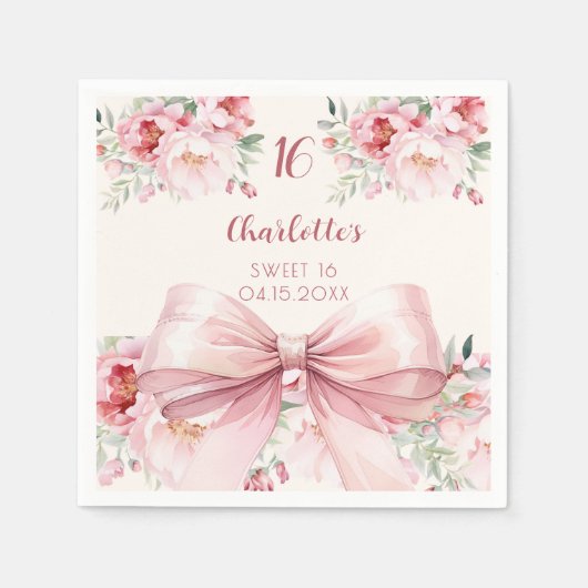 Sweet 16 Rosa Bugcreme Rose Serviette (Vorderseite)
