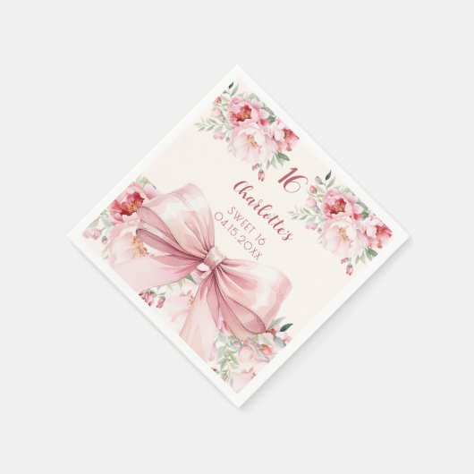 Sweet 16 Rosa Bugcreme Rose Serviette (Ecke)