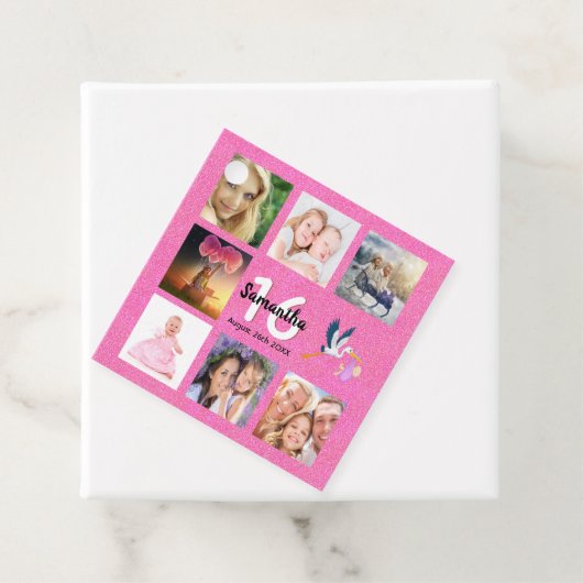 Sweet 16 rosa Foto Collage danke Geschenkanhänger (Beispiel)