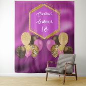 Sweet 16 Rosa Glitzer & Glitzer Party Balloons Wandteppich (Beispiel)