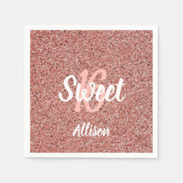 Sweet 16 Rosa Glitzer Personalisiert Serviette