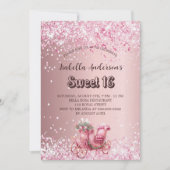 Sweet 16 rosa Kutsche Luxus Einladung (Vorderseite)