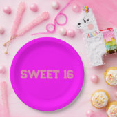 Sweet 16 Rosa Magenta Pappteller (Party)